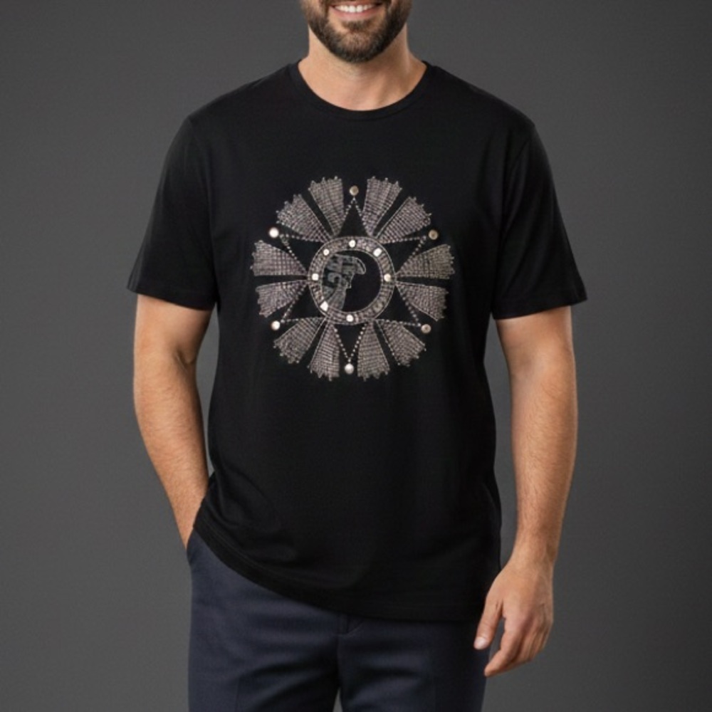 Versace Collection Black Medusa Medallion Studded T Shirt Size XXXL